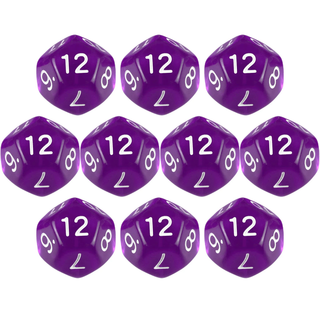 10-Piece Transparent 12-Sided Polyhedral Dice Set for DND TRPG