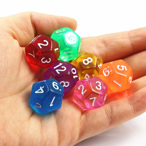 10-Piece Transparent 12-Sided Polyhedral Dice Set for DND TRPG