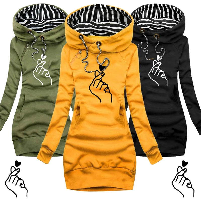 Women's Slim Fit Long Sleeve Hoodie Sweater Dress
