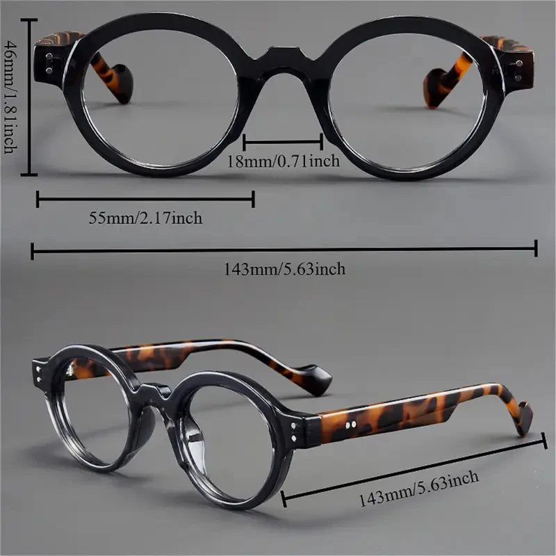 A Set of 2 vintage Round and Square Reading Glasses, Suitable for Both Men and Women, Designed to Assist with Presbyopia