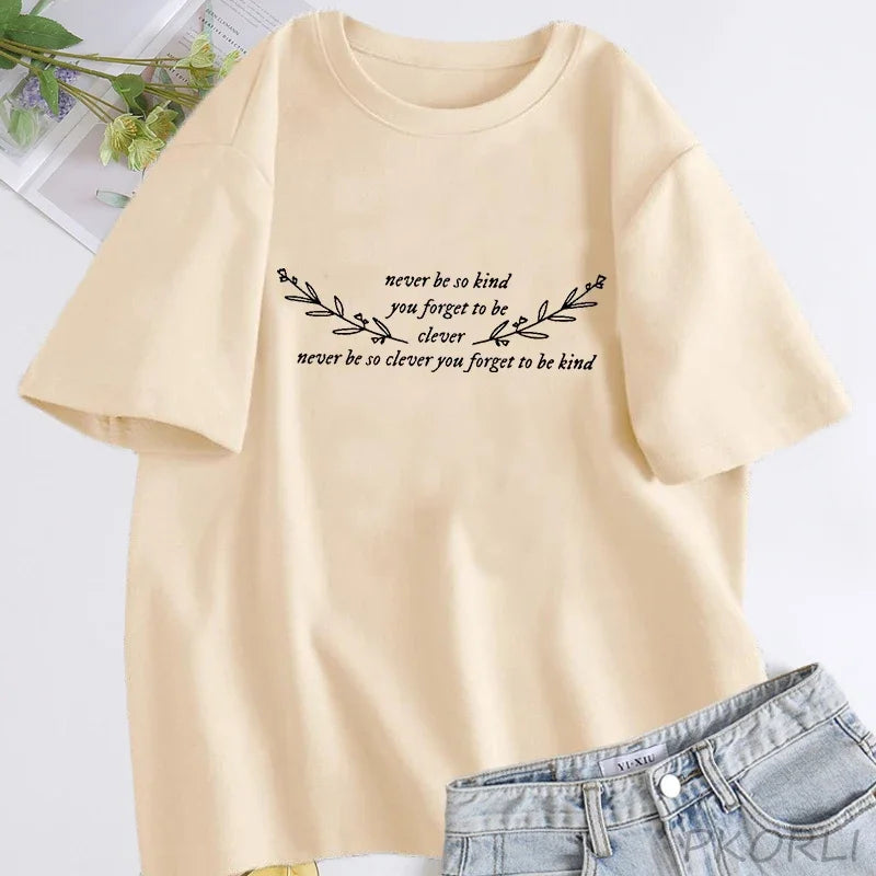 Cotton Woman Short Sleeve T-shirts Streetwear