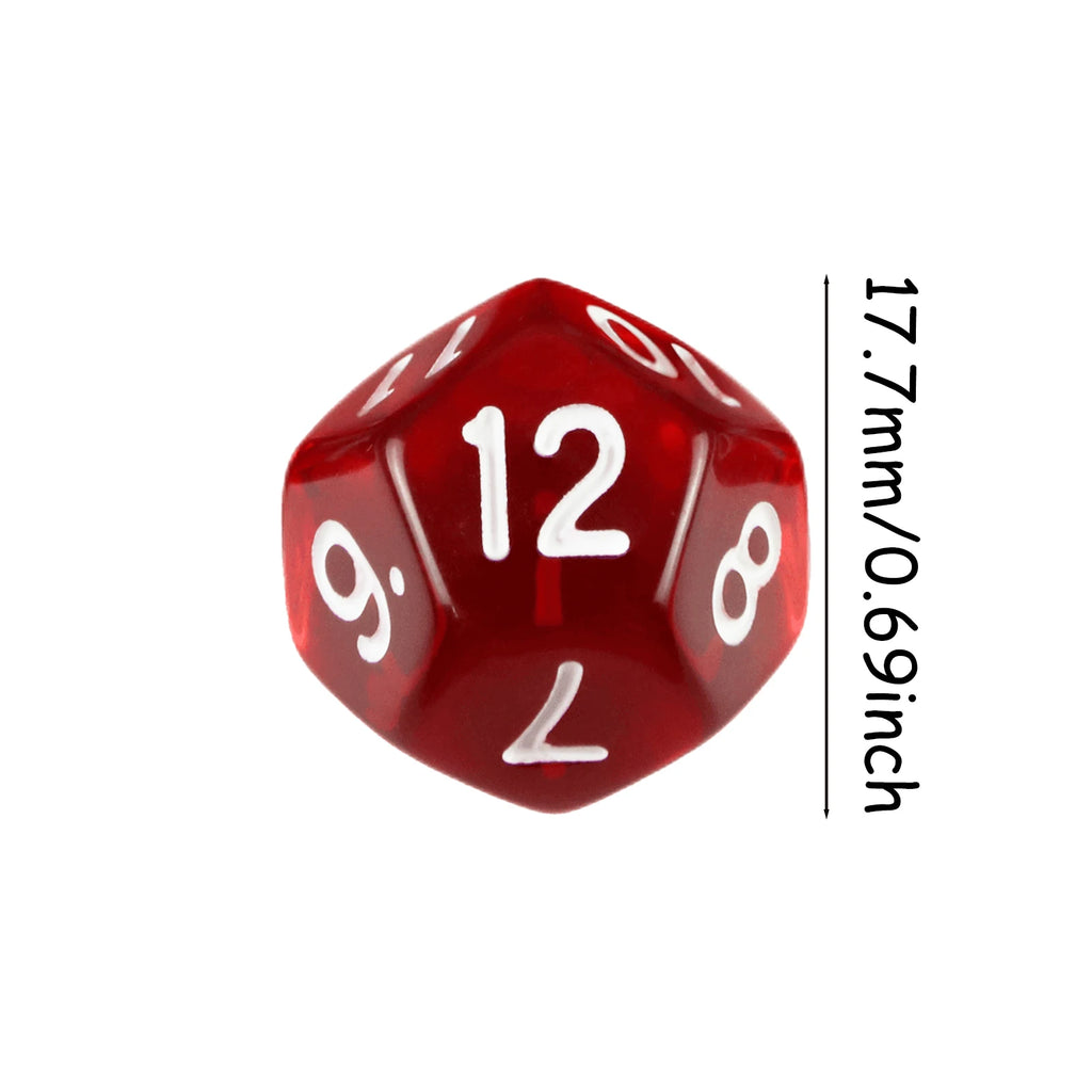 10-Piece Transparent 12-Sided Polyhedral Dice Set for DND TRPG