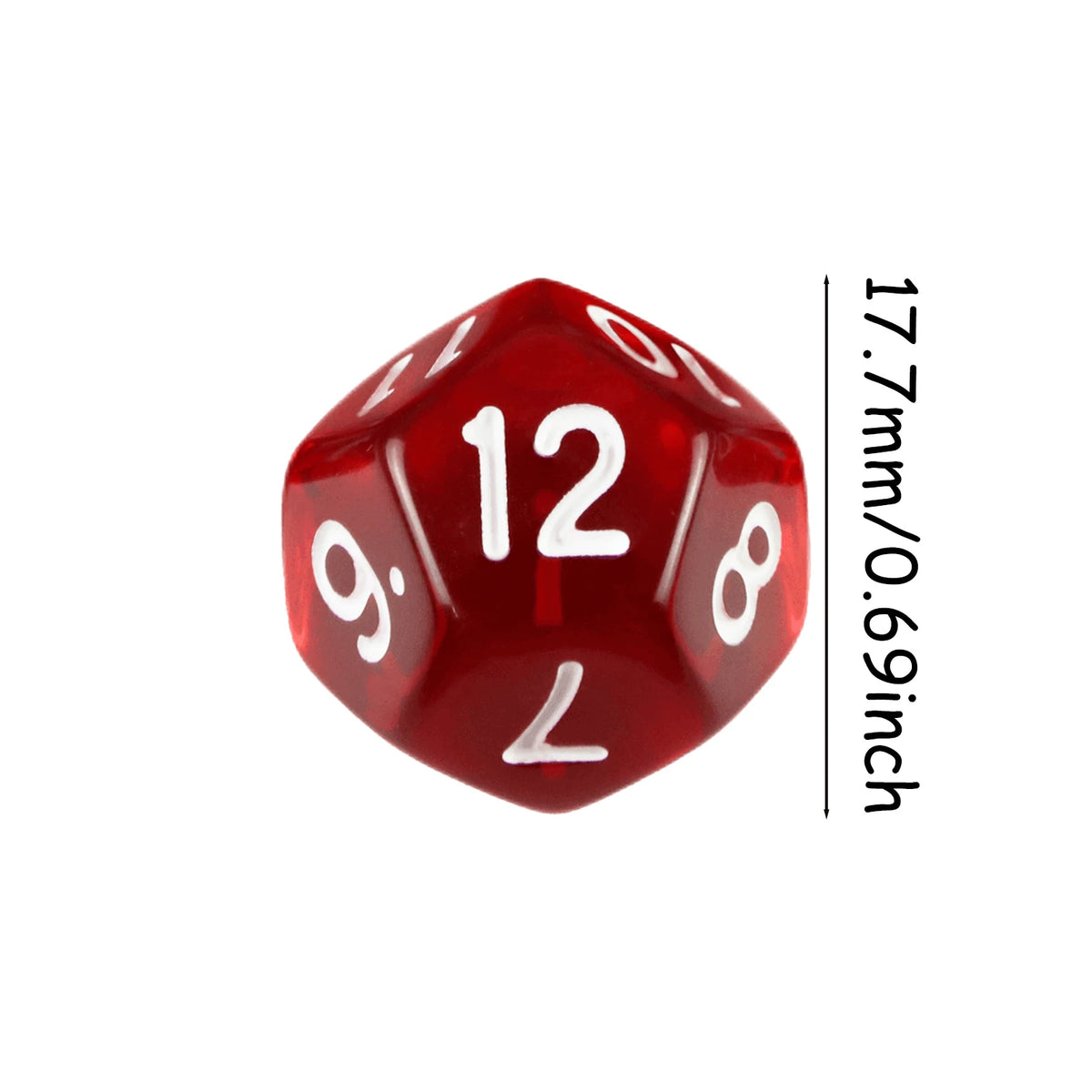 10-Piece Transparent 12-Sided Polyhedral Dice Set for DND TRPG