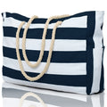 Customizable Name Striped Canvas Beach Bag