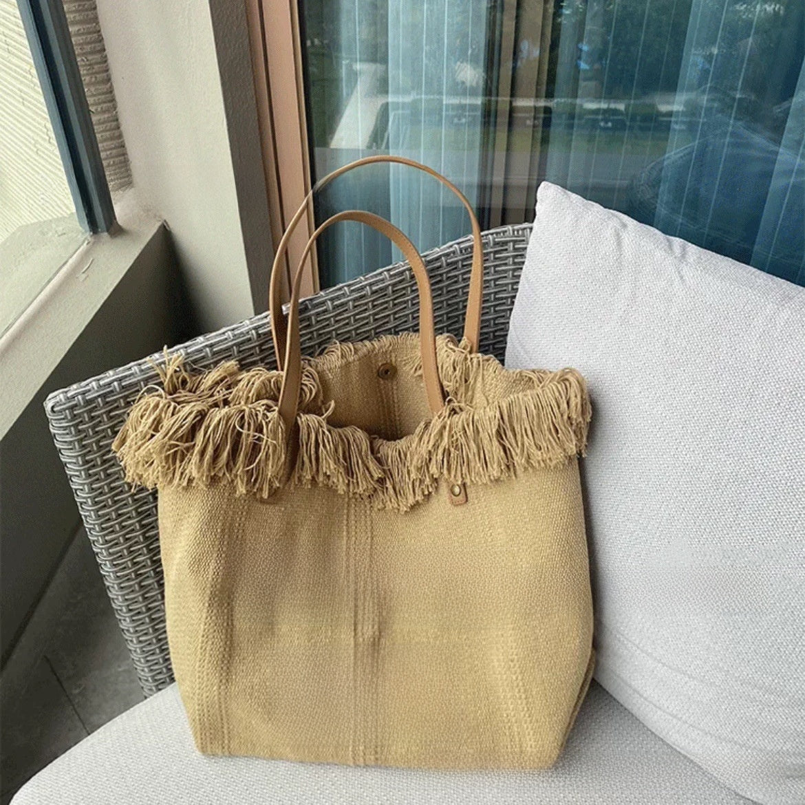 Letter Canvas Bag for Women ? Large-Capacity Shoulder Tote