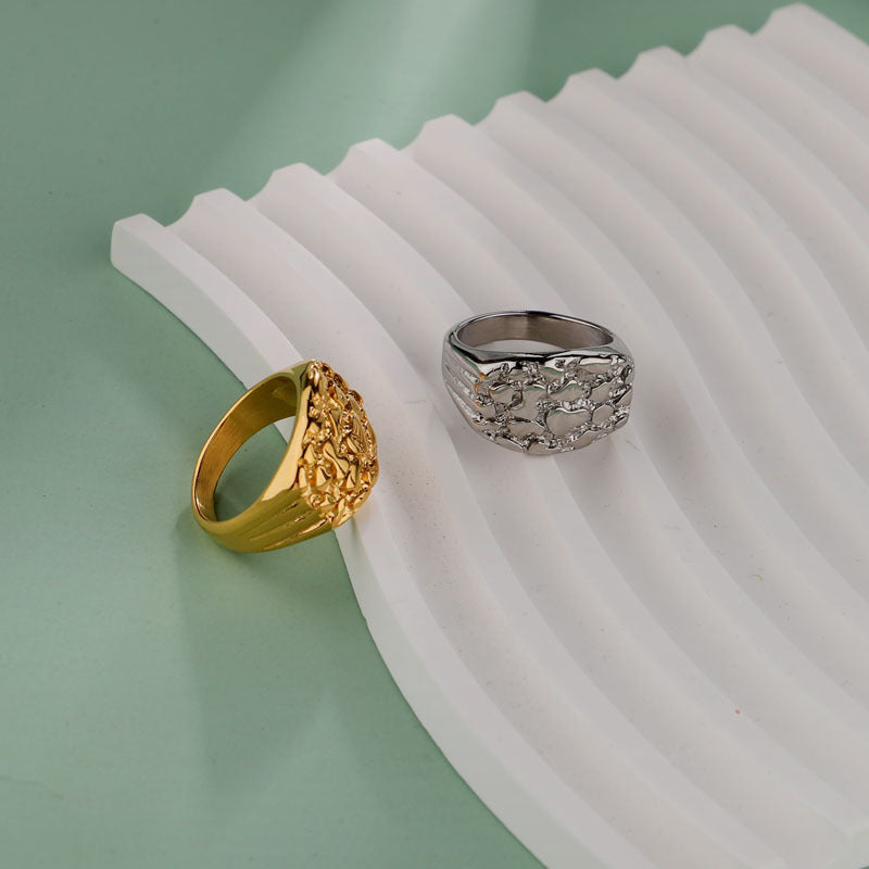 Stainless Steel Metal Block Ring