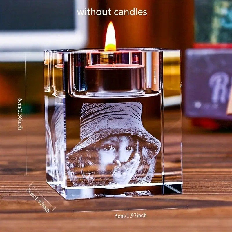 Engraved Personalized Crystal Candle Holder