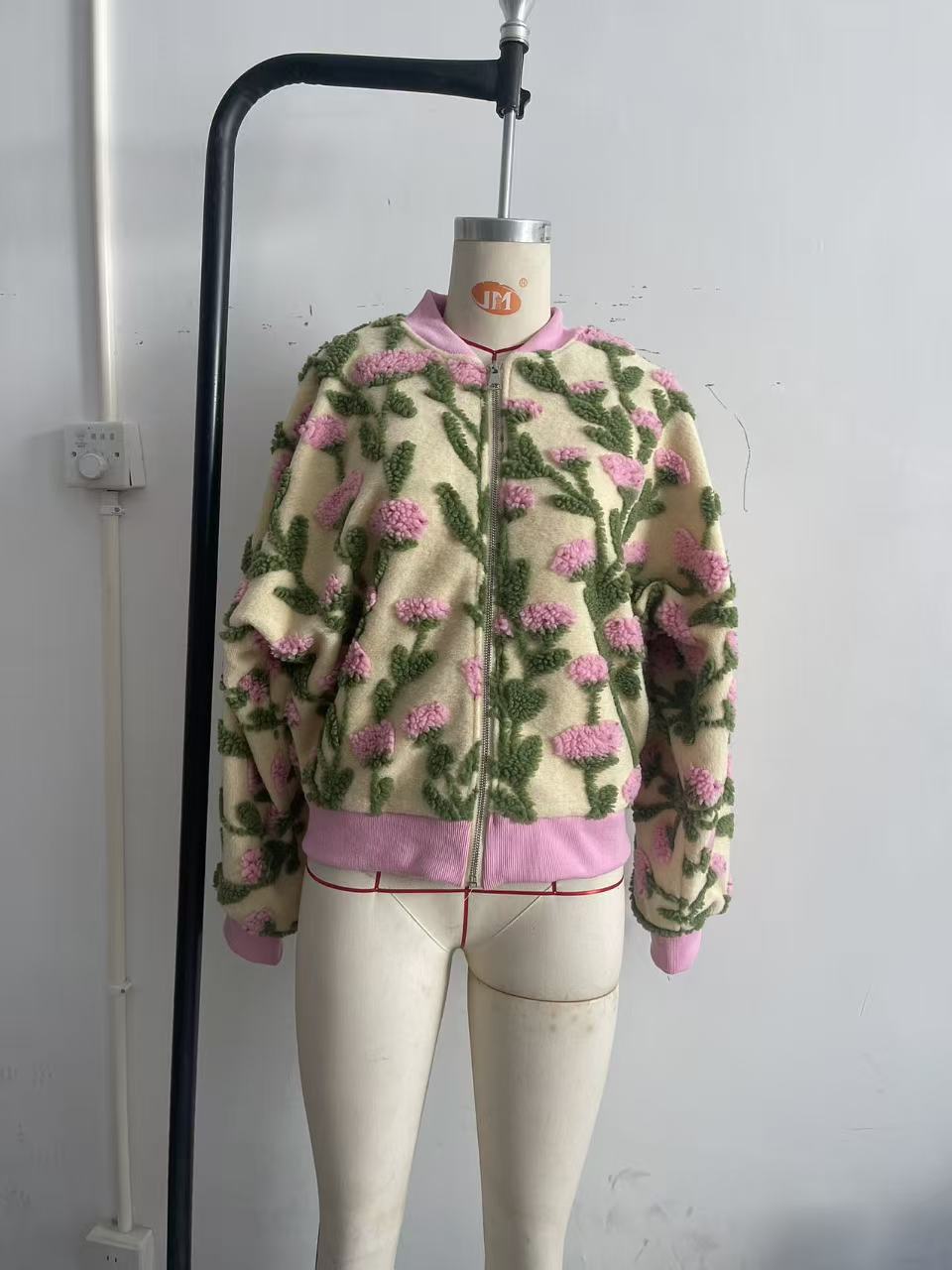 Women's floral color-block casual all-purpose zipper cardigan