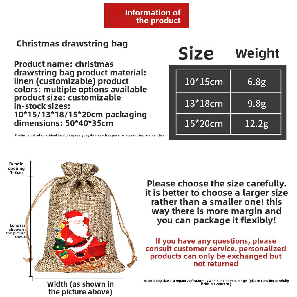 Christmas linen bag