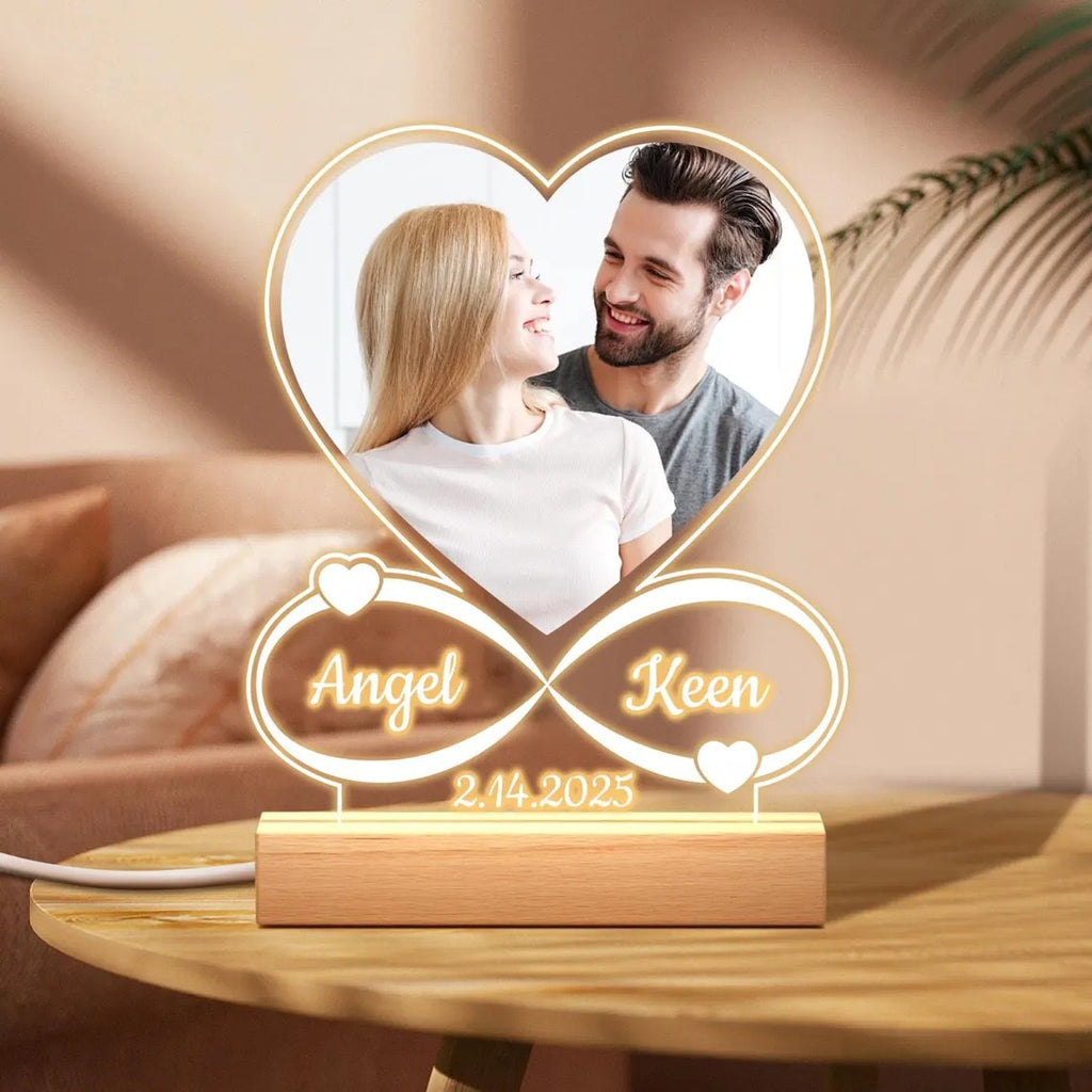 DIY Photo Printed Heart Night Light with Wood Base