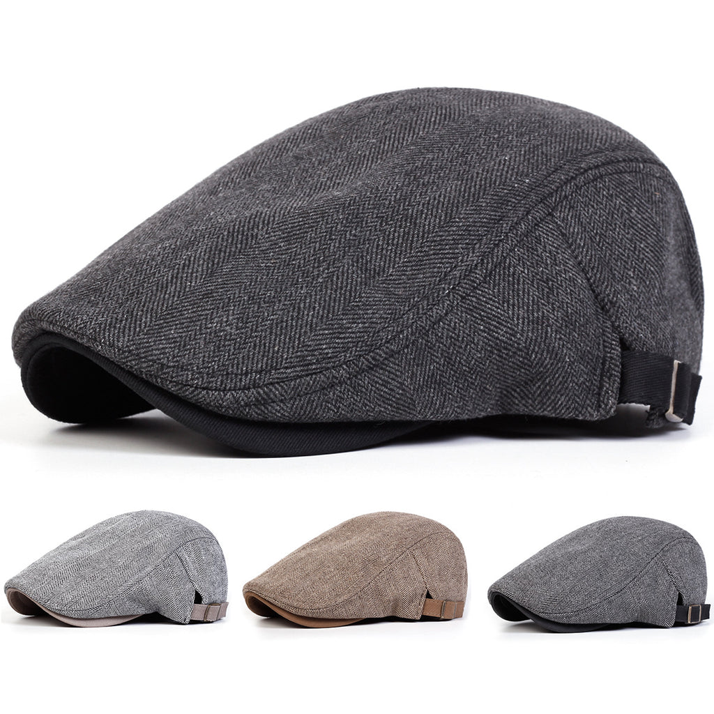Herringbone Flat Cap Mens Retro Casual Hat