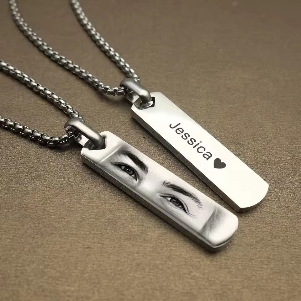 Laser Engraved Stainless Steel Adjustable Necklace